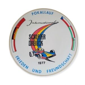 1977 European plate collectible vintage antique rare painted print